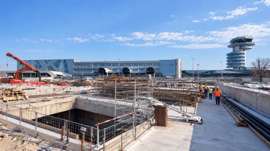 Șantierul magistralei M6 de metrou lângă Aeroportul Henri Coandă, Otopeni